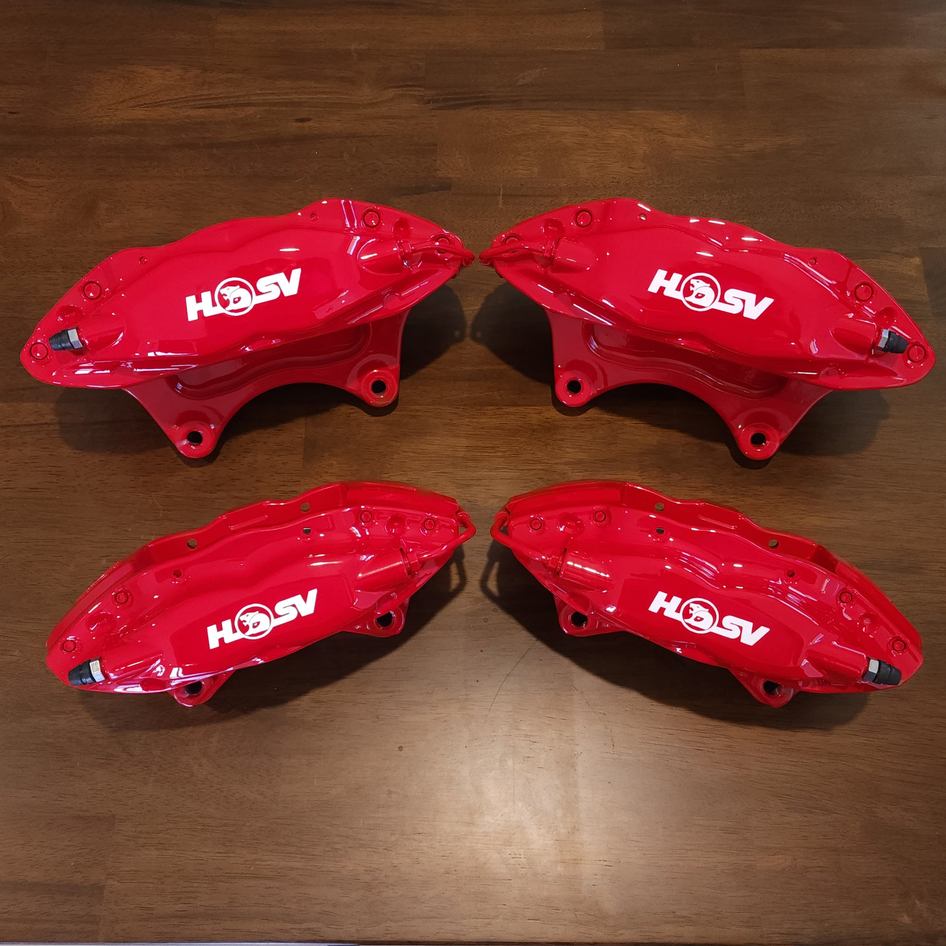 Brembo brakes painted in red with white HSV logo's