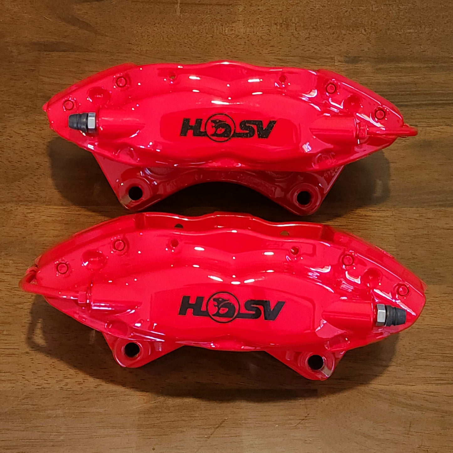 Brembo brakes painted in red with black HSV logo's