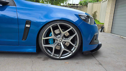 6 pot Brembo fronts and 4 pot rears painted in Porsche Miami blue installed on a VF Commodore 